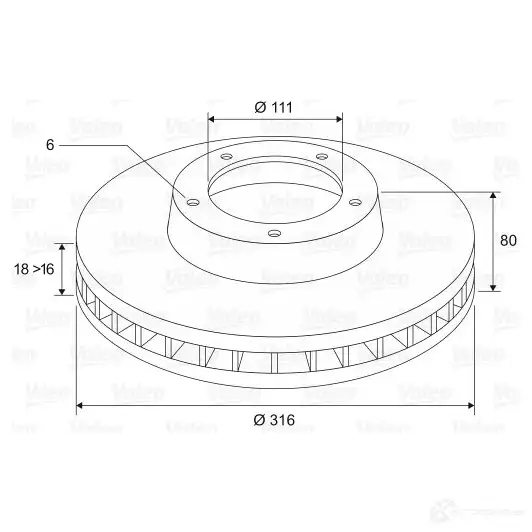Тормозной диск VALEO 197552 1205865880 2 EQ6DA 3276421975525 - Изображение 1