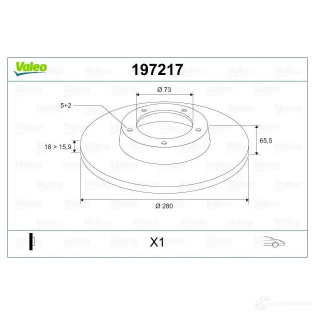 Тормозной диск VALEO 3276421868353 AJX0 R 197217 220377 изображение 1