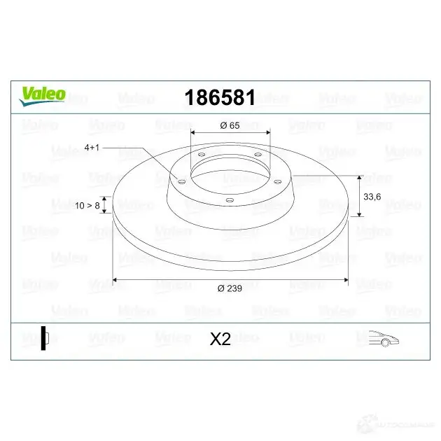 Тормозной диск VALEO 3276421865765 186581 3PPC0 J 219869 изображение 1