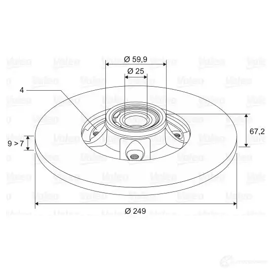 Тормозной диск VALEO 3276421867073 R9YD A 220109 186899