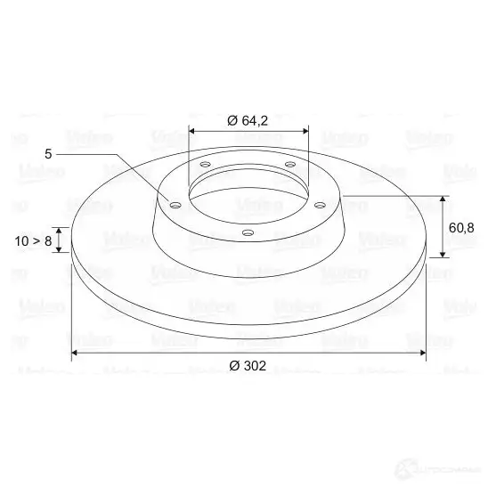 Тормозной диск VALEO 197463 AOYMD4 220526 D 1177 изображение 0