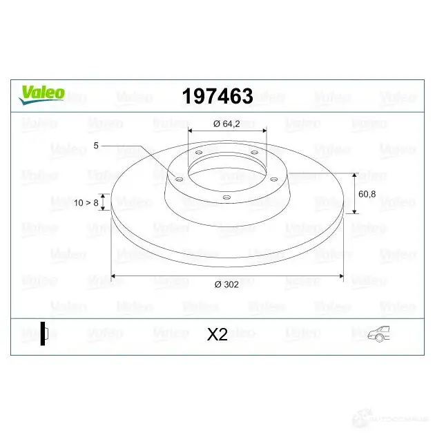 Тормозной диск VALEO 197463 AOYMD4 220526 D 1177 изображение 1