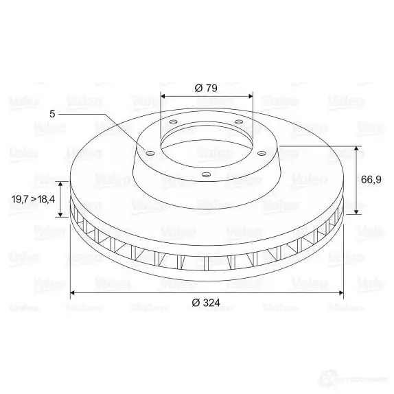 Тормозной диск VALEO 220494 197359 OL229 D 1073 - Изображение 1