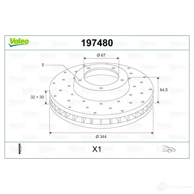 Тормозной диск VALEO D 1194 197480 1193417932 S1FIT7S изображение 1