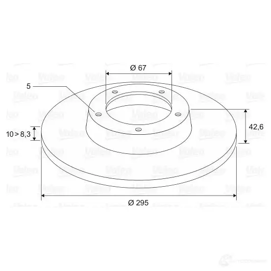 Тормозной диск VALEO LIBJ5FV 197476 D 1190 220539 - Изображение 1