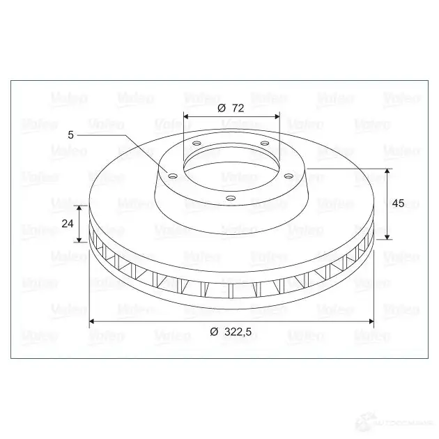 Тормозной диск VALEO 1424230965 5LXYNC 197717 D 1446 изображение 0