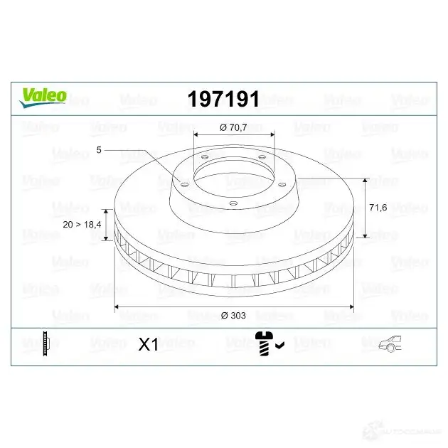 Тормозной диск VALEO 220362 FG 74FE 197191 3276421971909 изображение 1