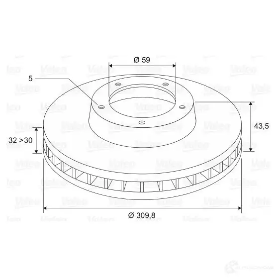 Тормозной диск VALEO 1205865432 1OWTZ 197494 D 1208 изображение 0