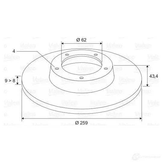 Тормозной диск VALEO 3276421975068 197507 220558 Q 2C8U - Изображение 1