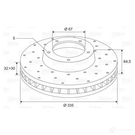 Тормозной диск VALEO D 1193 220542 XK3DAFC 197479 изображение 0