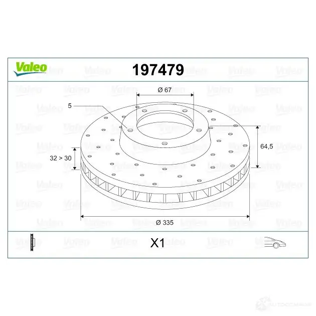 Тормозной диск VALEO D 1193 220542 XK3DAFC 197479 изображение 1