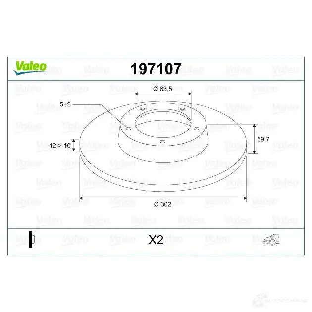 Тормозной диск VALEO 197107 1205862750 P6BC 7 3276421971060 изображение 1