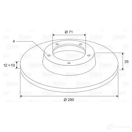Тормозной диск VALEO TCF4PRG D 1198 220545 197484 - Изображение 1