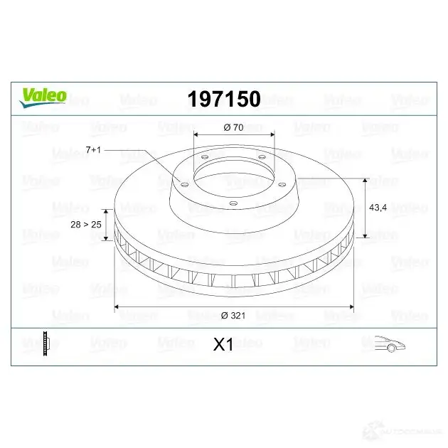 Тормозной диск VALEO D87 V9 3276421971497 197150 220333 изображение 1