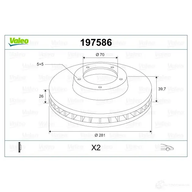 Тормозной диск VALEO 1205866130 K5Q76 8 3276421975860 197586 изображение 1