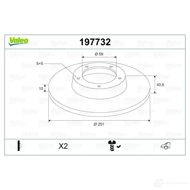 Тормозной диск VALEO 197732 4NL8G 1424230977 D 1461 изображение 1