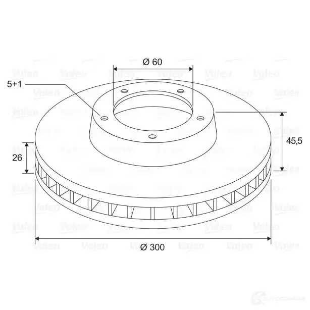 Тормозной диск VALEO 1424231031 K0Z6V4X D 1539 197810 - Изображение 1