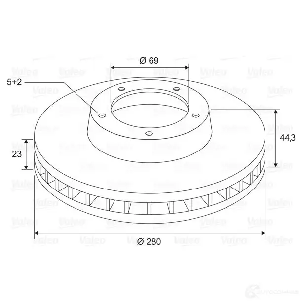 Тормозной диск VALEO 197697 D 1426 853JL0 1424230947 - Изображение 1