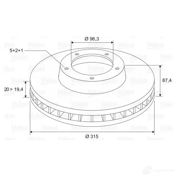 Тормозной диск VALEO 3276421972029 ZNZ LC 197209 220373 - Изображение 1