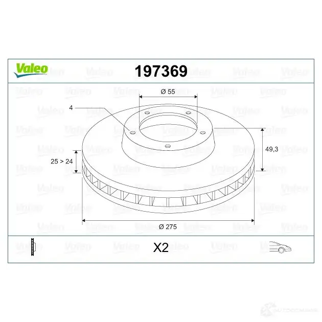 Тормозной диск VALEO 197369 D 1083 220504 8JN8BHU изображение 1