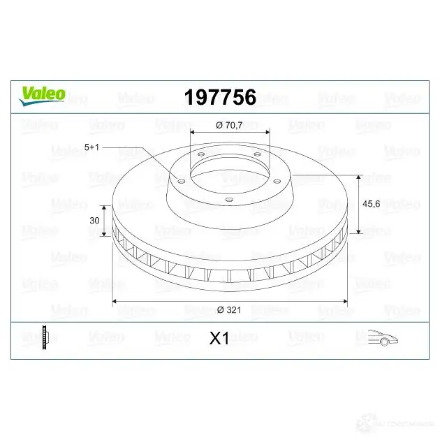 Тормозной диск VALEO 197756 1424230997 TT1OB D 1485 изображение 1