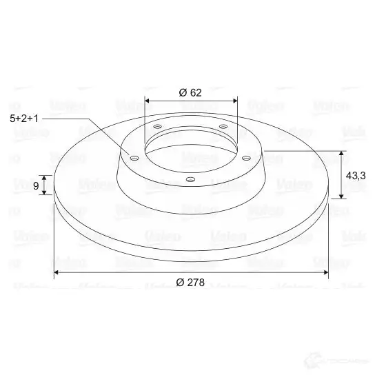 Тормозной диск VALEO 3276421976003 197600 1205866218 A3 V6BO - Изображение 1