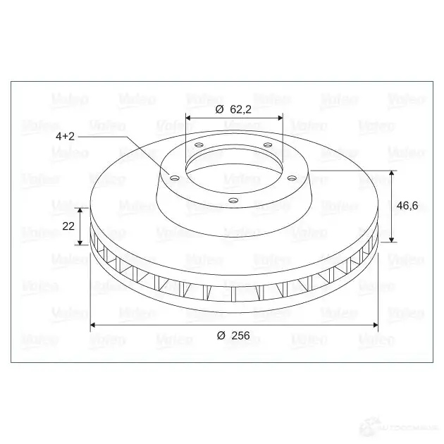 Тормозной диск VALEO 197291 D 1005 C4B3Y 220437 - Изображение 1