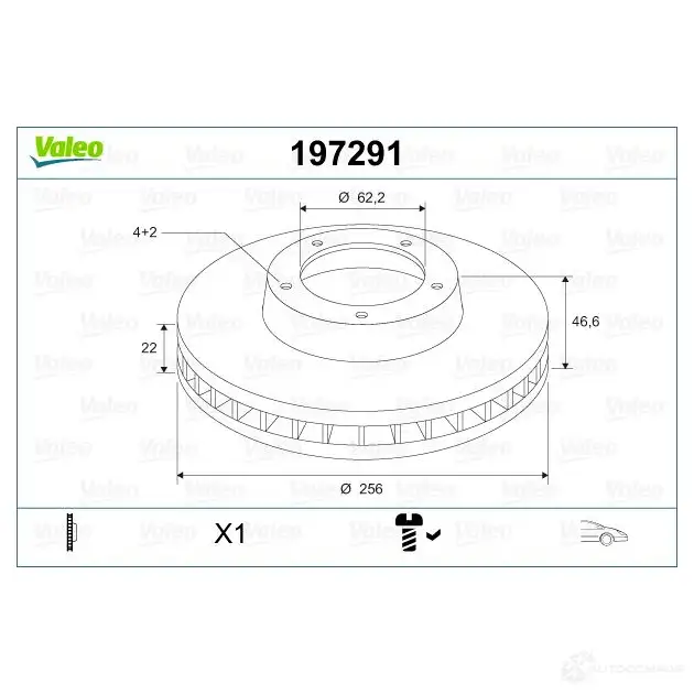 Тормозной диск VALEO 197291 D 1005 C4B3Y 220437 изображение 1