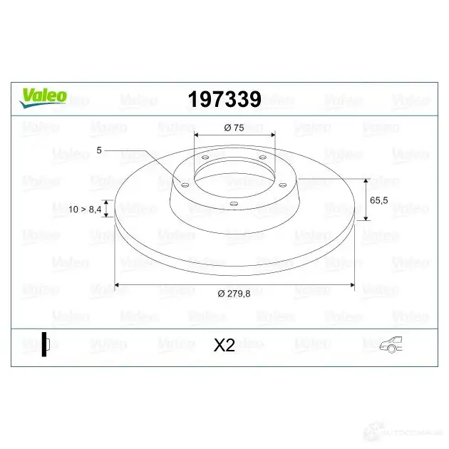 Тормозной диск VALEO 220476 197339 O24HYU D 1053 изображение 1
