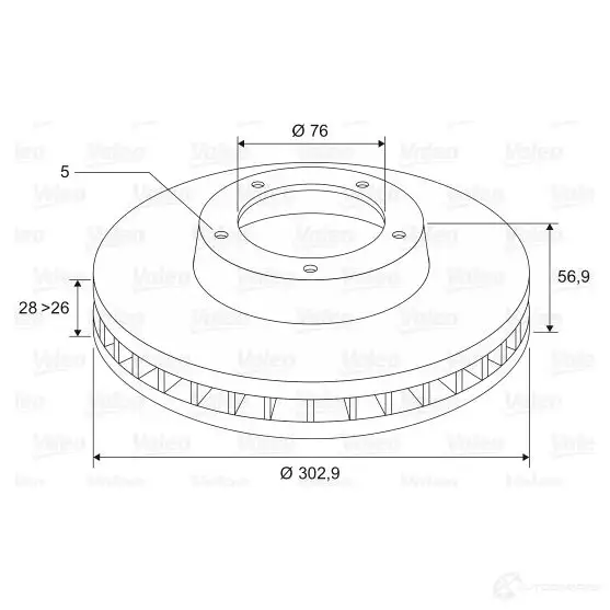 Тормозной диск VALEO 197499 5A03 O0 220553 3276421974993 - Изображение 1