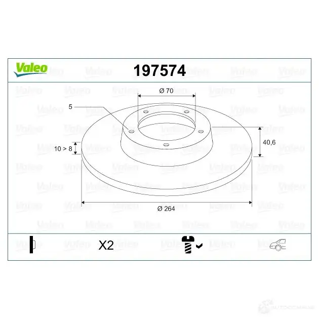 Тормозной диск VALEO 1205866060 197574 SS5I80 D 3276421975747 изображение 1