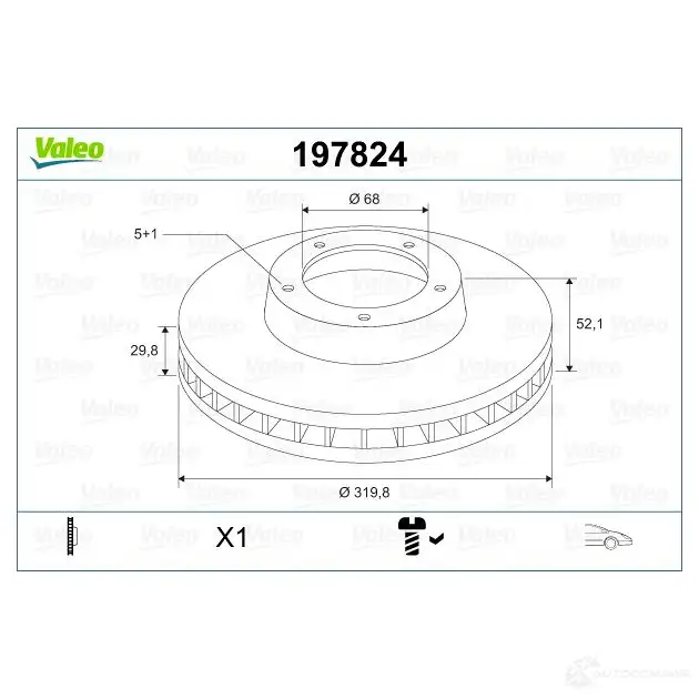 Тормозной диск VALEO 1424231036 197824 D 1553 PZNHFO изображение 1