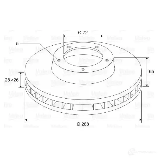 Тормозной диск VALEO 197252 1197956676 J74X E 3276421972517 - Изображение 1