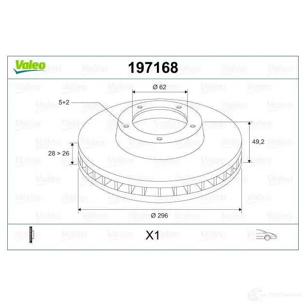 Тормозной диск VALEO 197168 3276421971664 B9C QD 220343 изображение 1