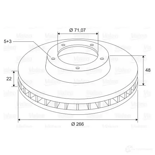 Тормозной диск VALEO 3276421975907 4Y WAZX 1205866150 197590 - Изображение 1
