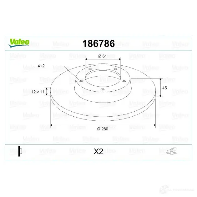 Тормозной диск VALEO 186786 D 603 220014 ACGUW изображение 1