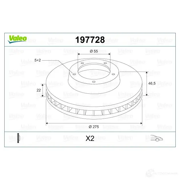 Тормозной диск VALEO 1424230973 D 1457 197728 U05O4 изображение 1