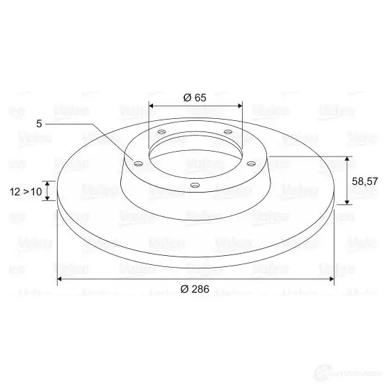 Тормозной диск VALEO 220475 D 1052 A0X6VZ 197338 изображение 0