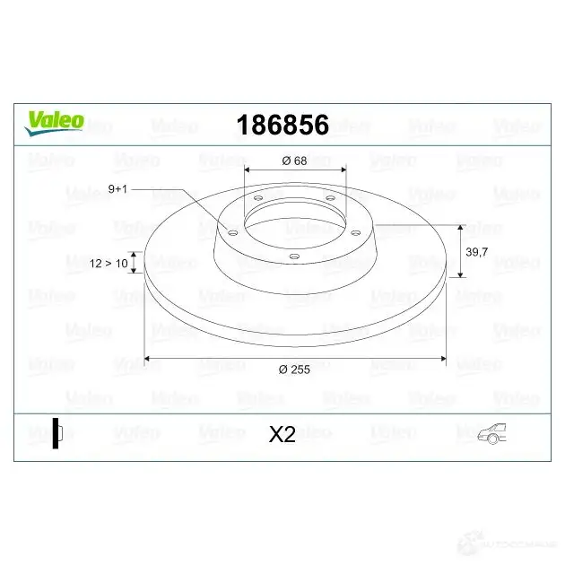 Тормозной диск VALEO 186856 H7Z189 W 220071 3276421971435 изображение 1