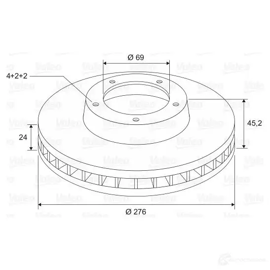 Тормозной диск VALEO 6LB9K FU 3276421976393 197639 220599 - Изображение 1