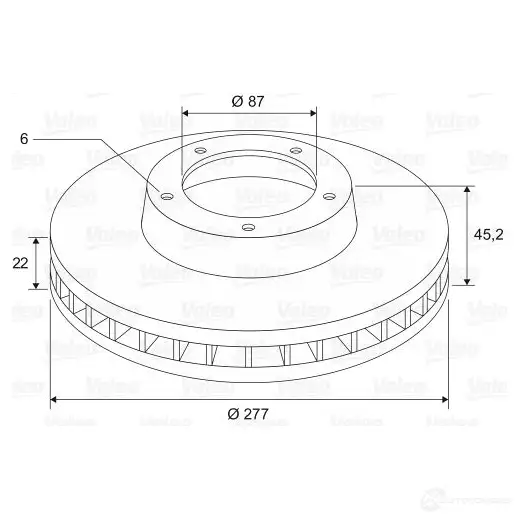 Тормозной диск VALEO 3276421976188 F5S 7008 220579 197618 - Изображение 1