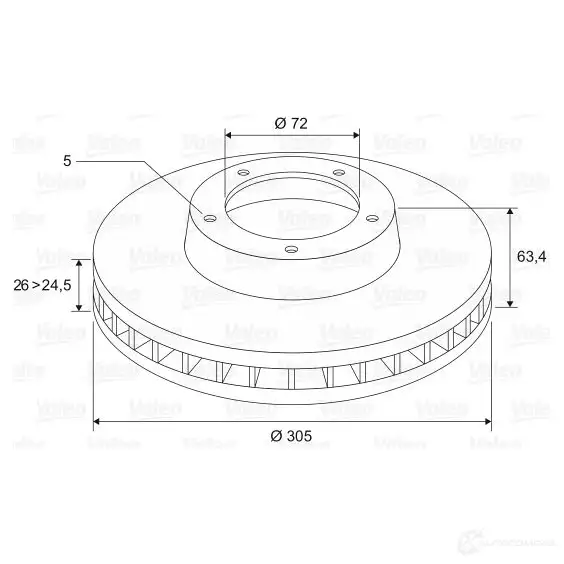 Тормозной диск VALEO 197238 52MR IW9 3276421972265 220390 изображение 0