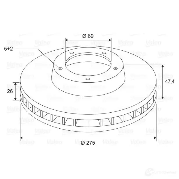 Тормозной диск VALEO 1424230983 D 1471 197742 ZG0L0 - Изображение 1