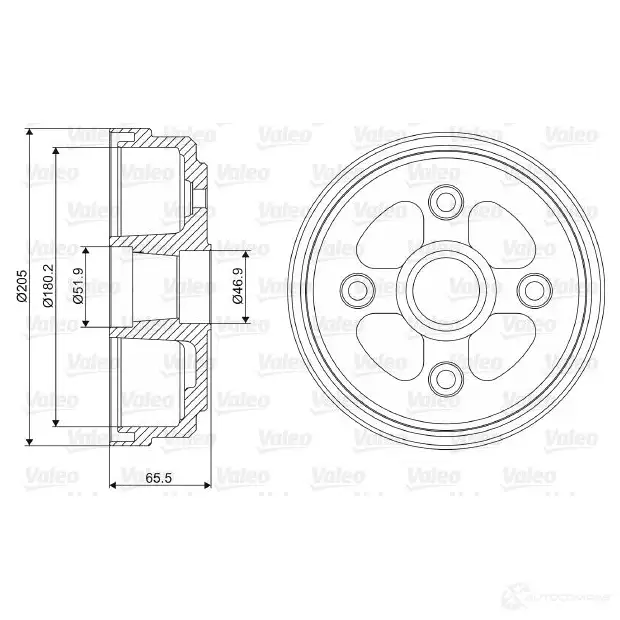 Тормозной барабан VALEO 3276422371111 RHY0SU F 1205873050 237111