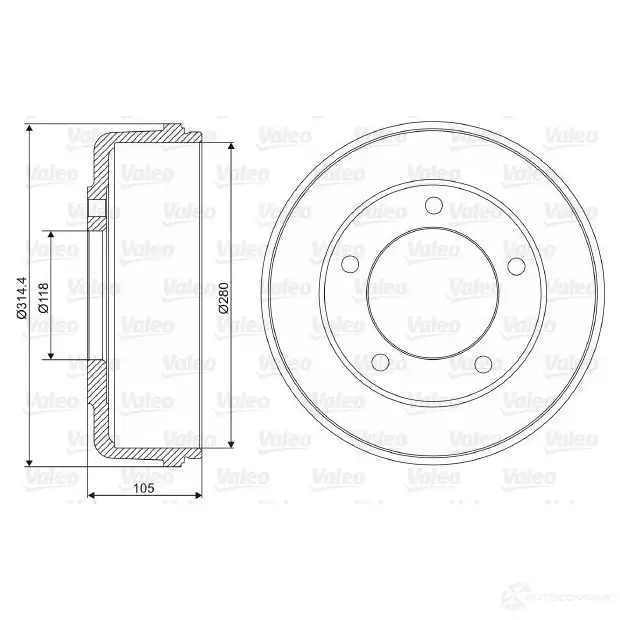 Тормозной барабан VALEO 237048 7 R5AB 3276422370480 220859 изображение 0