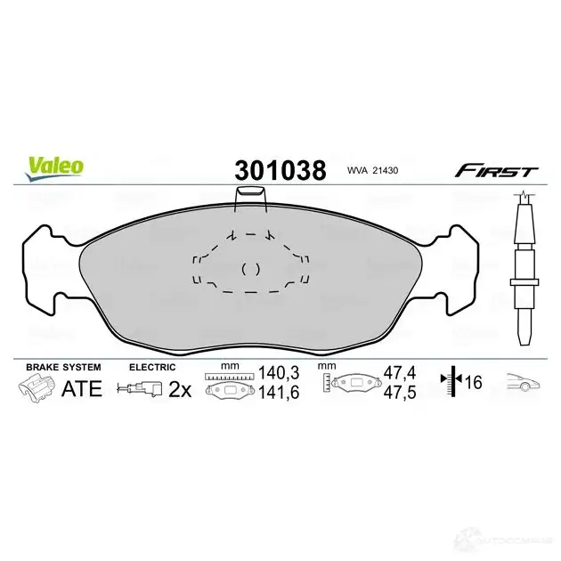 Тормозные колодки дисковые, комплект VALEO 3276423010385 S7DTK4 N 223391 301038 изображение 1