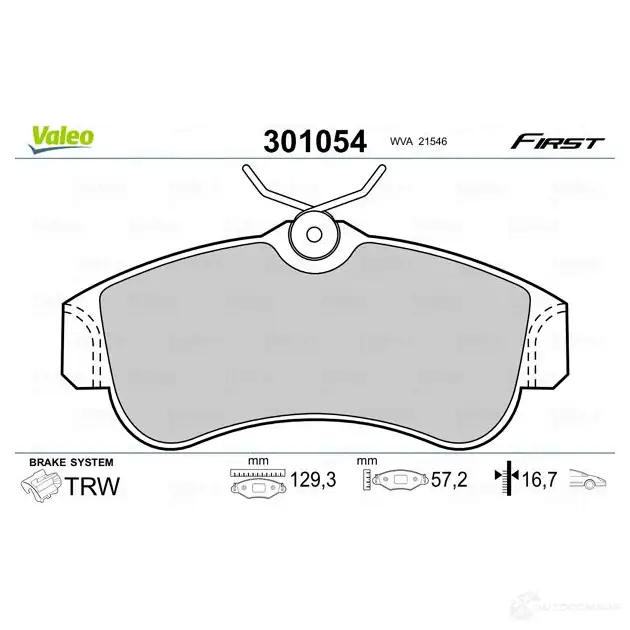 Тормозные колодки дисковые, комплект VALEO 301054 223404 3276423010545 X9Y0U K изображение 1