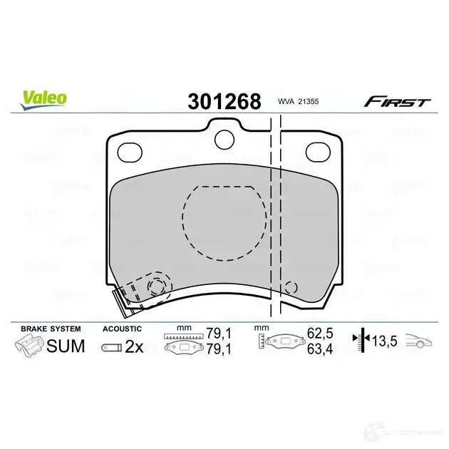 Тормозные колодки дисковые, комплект VALEO 301268 3276423012686 71Y1OO W 223467 изображение 1