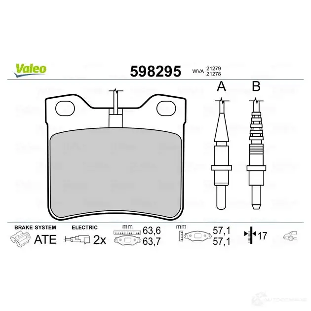 Тормозные колодки дисковые, комплект VALEO L1U6G 598295 212 79 232797 изображение 1