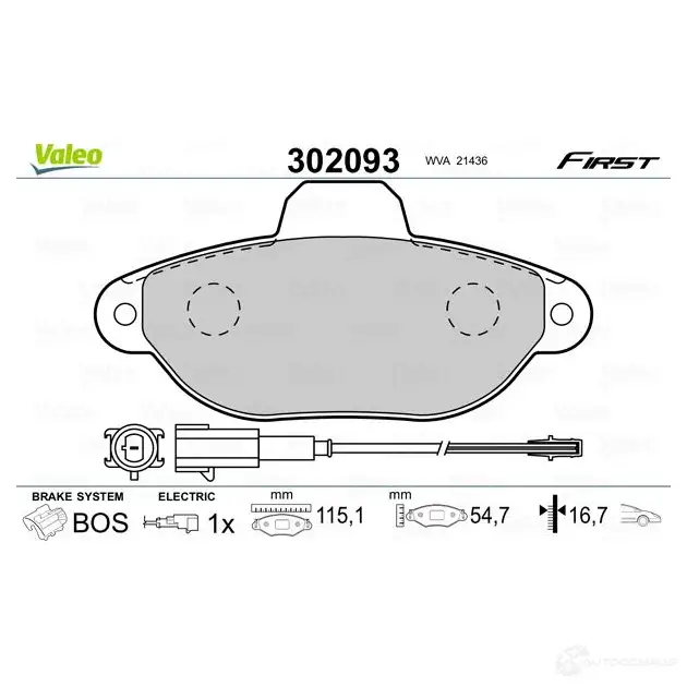 Тормозные колодки дисковые, комплект VALEO F O9EU2 1205903118 3276423020933 302093 изображение 1